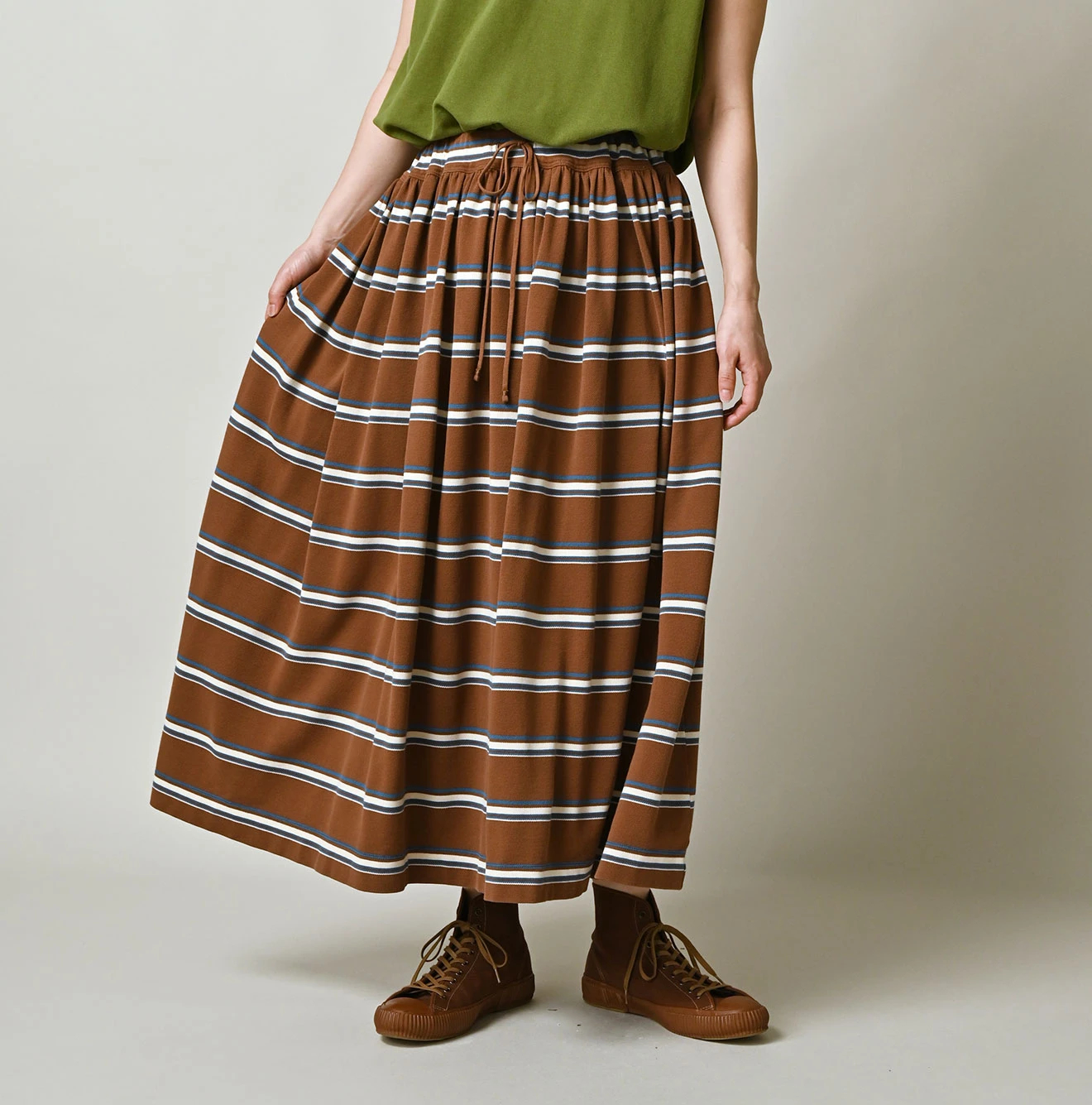 45R(フォーティファイブアール) |ボーダーカノコのギャザースカート