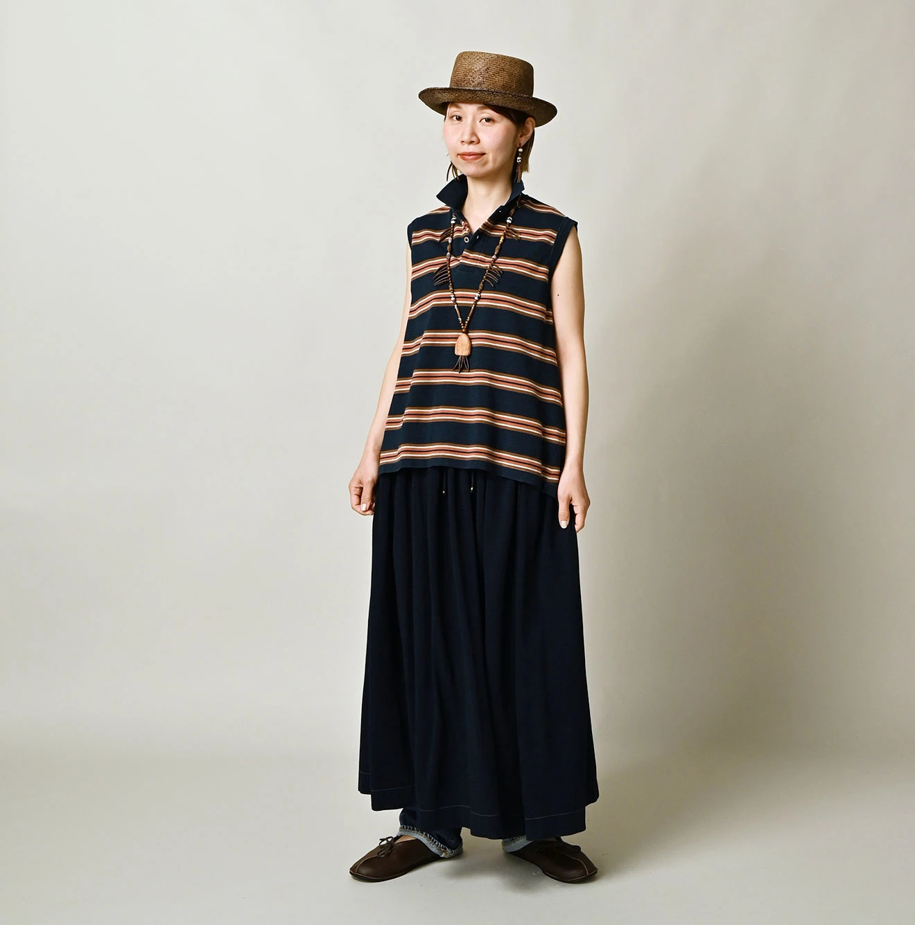 45R(フォーティファイブアール) |ボーダーカノコのフレアポロ（インディゴ）