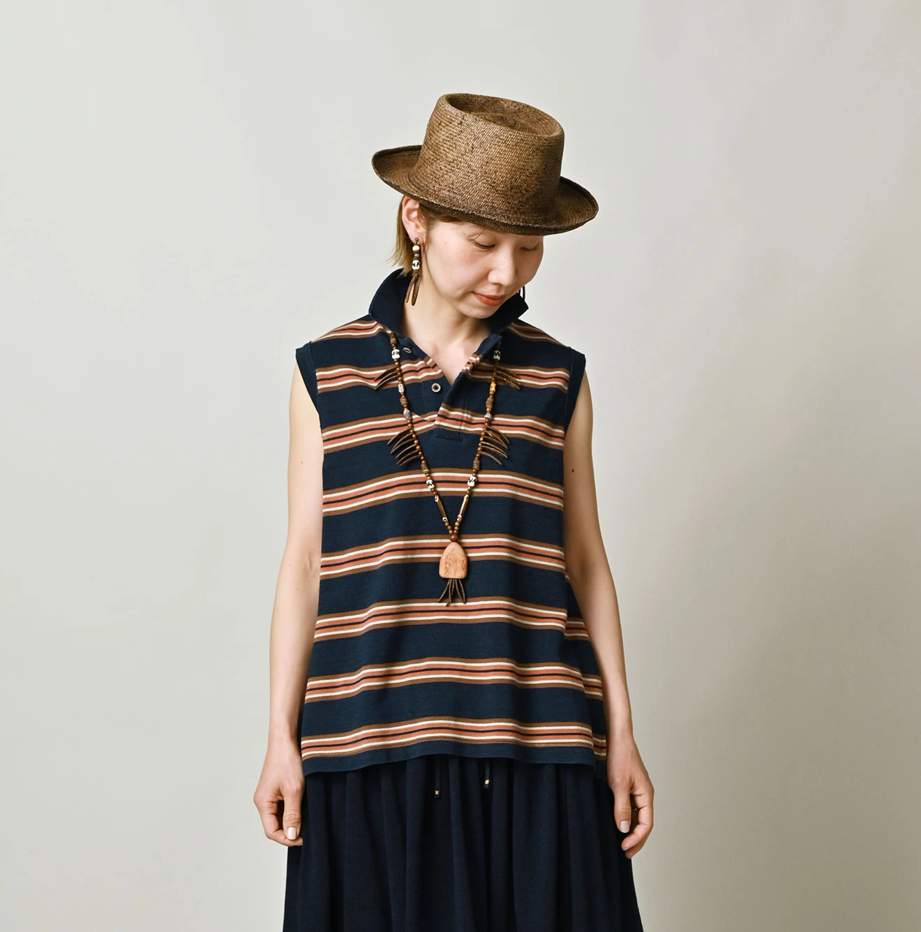 45R(フォーティファイブアール) |ボーダーカノコのフレアポロ（インディゴ）