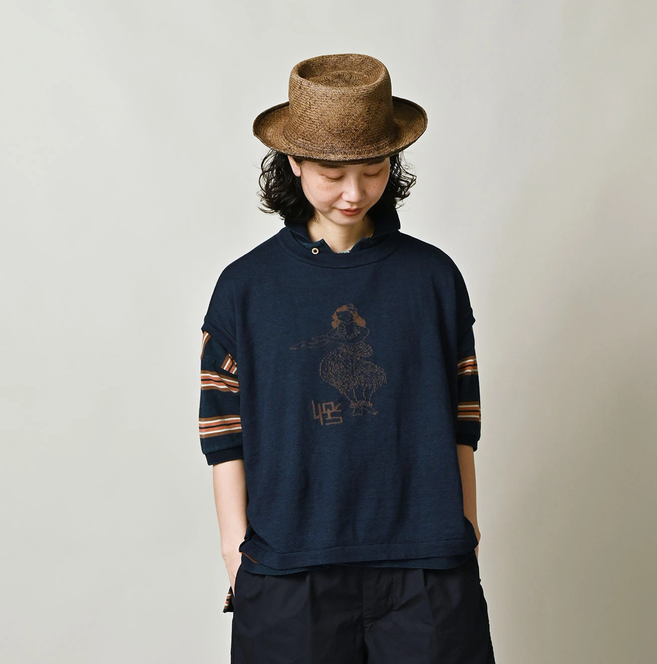 45R(フォーティファイブアール) |フラガールジャカードのMキャミ（インディゴ）