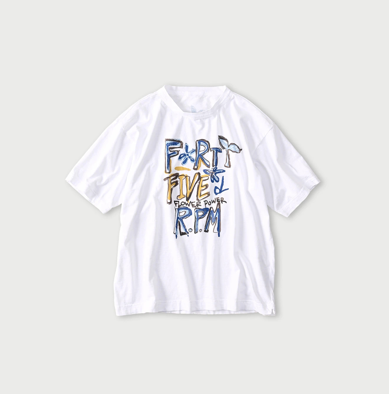 45R(フォーティファイブアール) |天竺ヒッピーフラワーロゴプリントの908オーシャンTシャツ