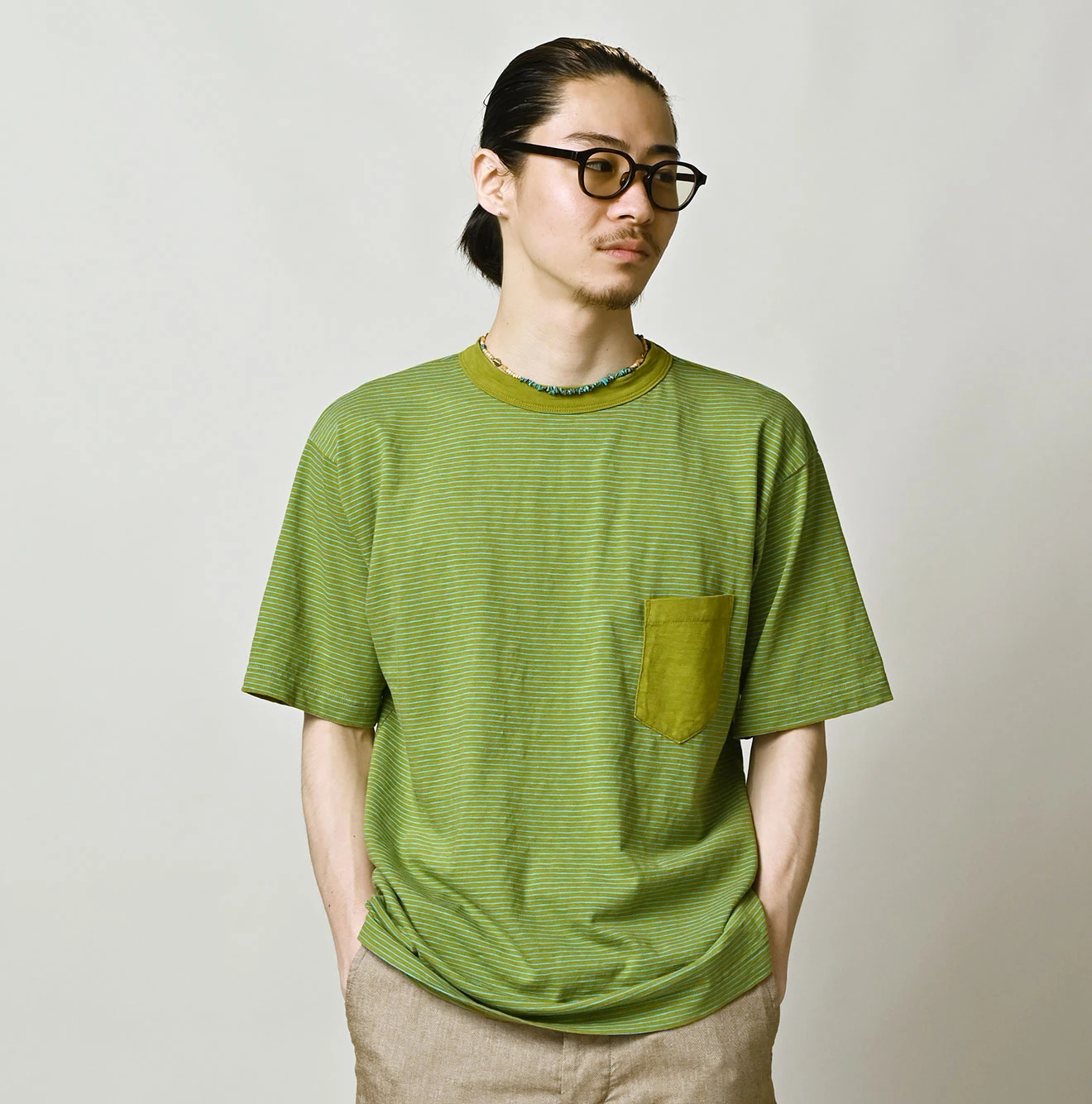 45R(フォーティファイブアール) |天竺ボーダーの908 45星ポケットTシャツ