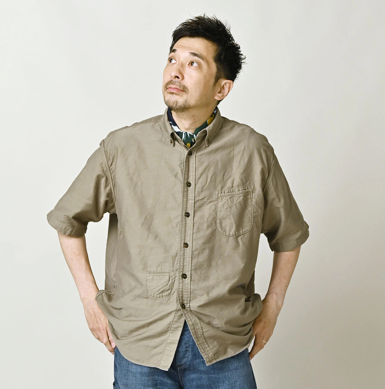 45R(フォーティファイブアール) |ヨコサテンのオーシャン半袖シャツ MEN