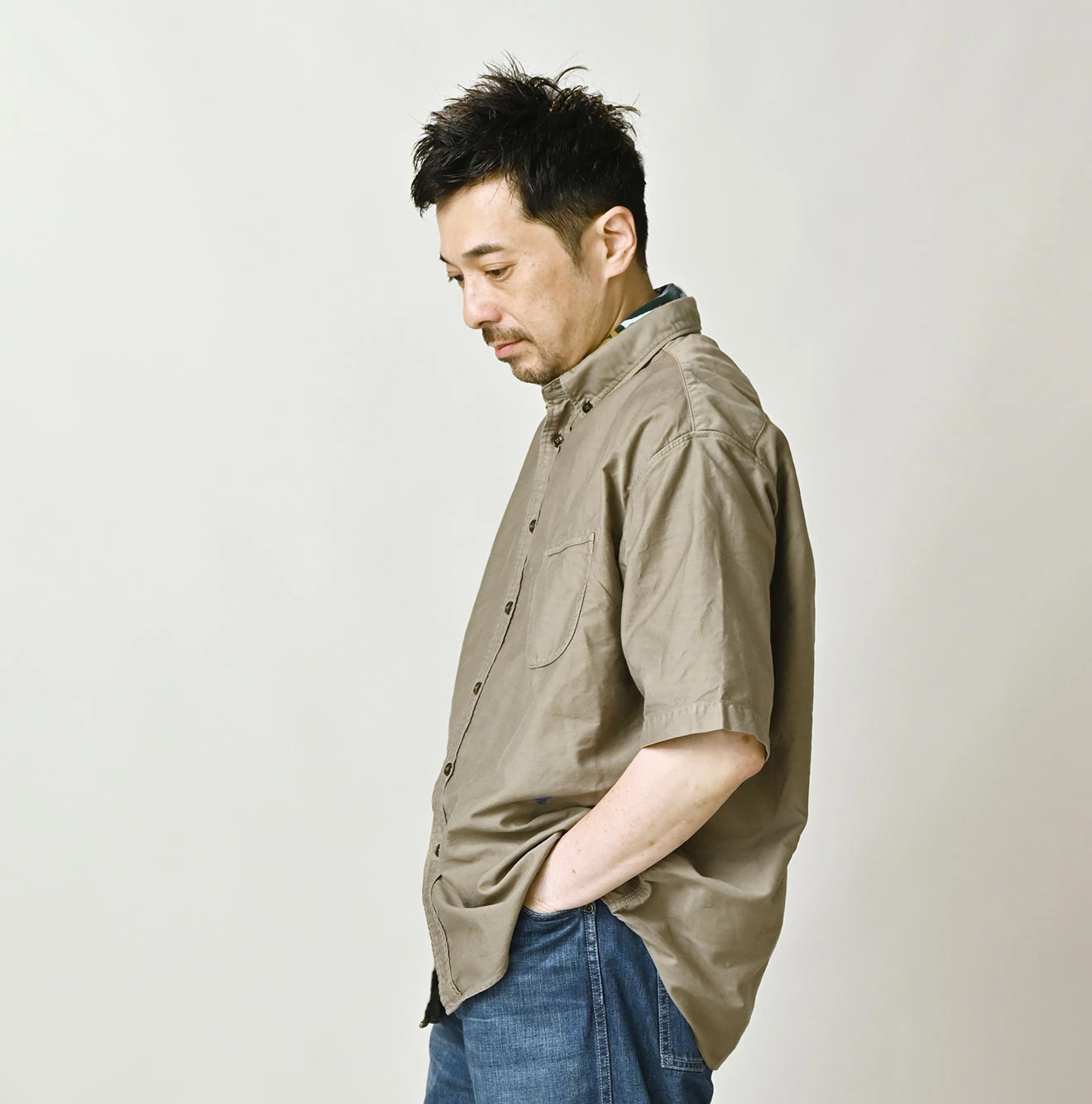 45R(フォーティファイブアール) |ヨコサテンのオーシャン半袖シャツ MEN