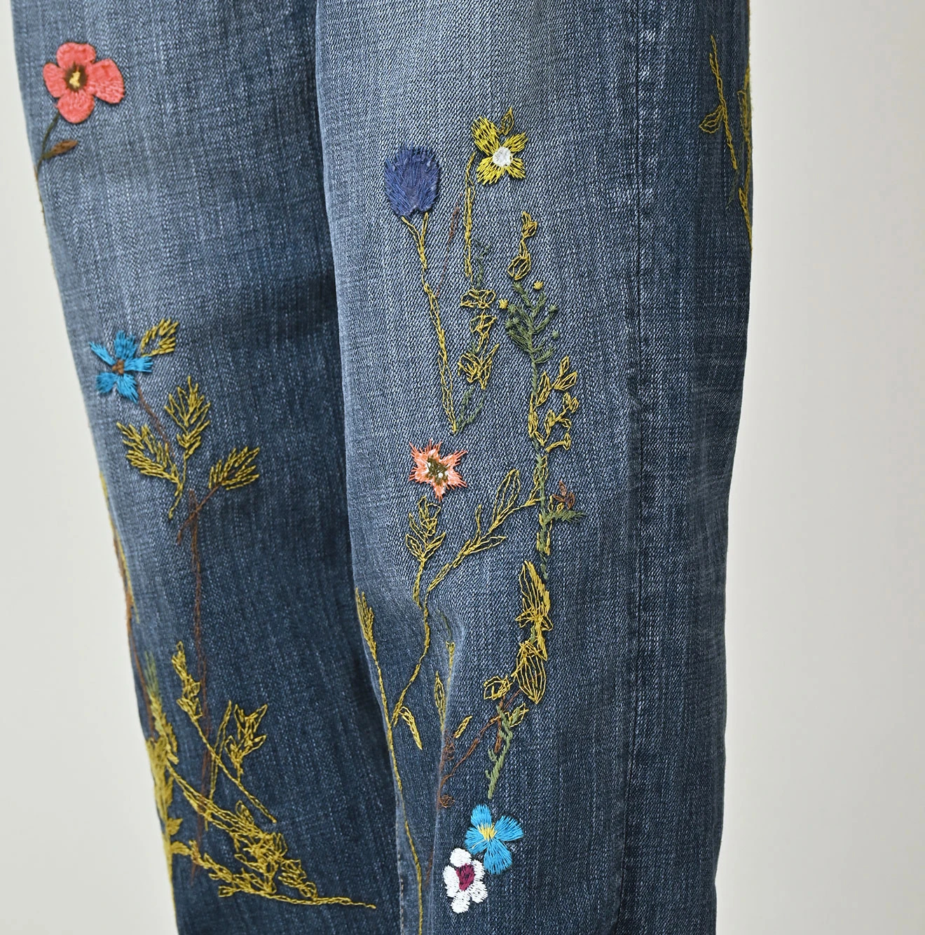 45R(フォーティファイブアール) |ツイードデニムのシャルロット5 遖加工（アネモネ刺繍）