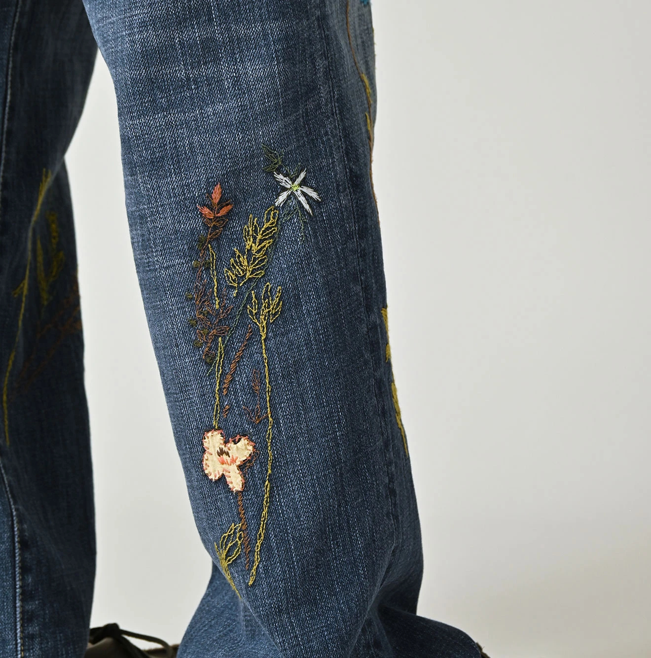 45R(フォーティファイブアール) |ツイードデニムのシャルロット5 遖加工（アネモネ刺繍）