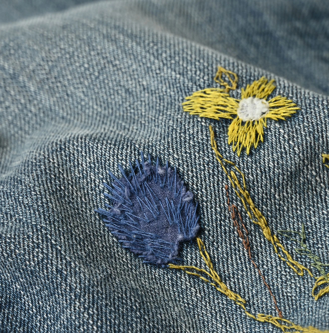 45R(フォーティファイブアール) |ツイードデニムのシャルロット5 遖加工（アネモネ刺繍）