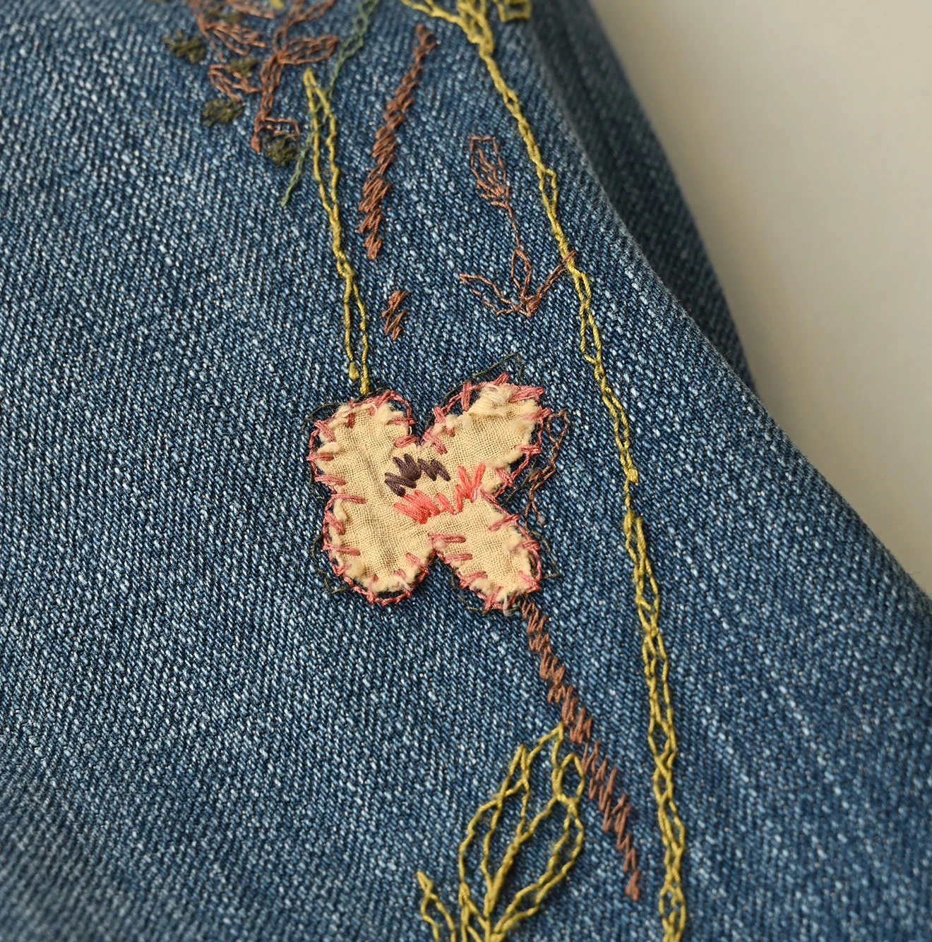 45R(フォーティファイブアール) |ツイードデニムのシャルロット5 遖加工（アネモネ刺繍）
