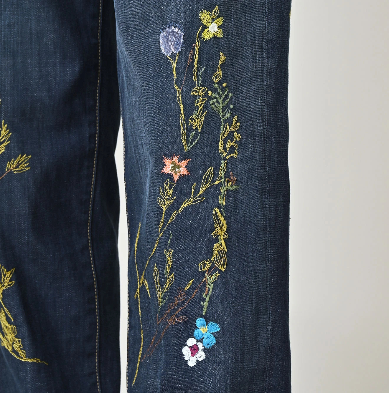 45R(フォーティファイブアール) |藍デニムのシャルロット5 遖加工（アネモネ刺繍）