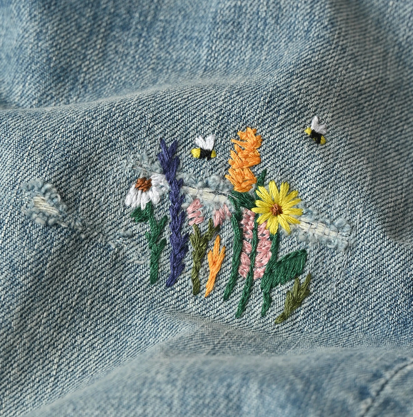 45R(フォーティファイブアール) |ライ麦デニムのクロスビー5（再び・ハッチお花刺繍）