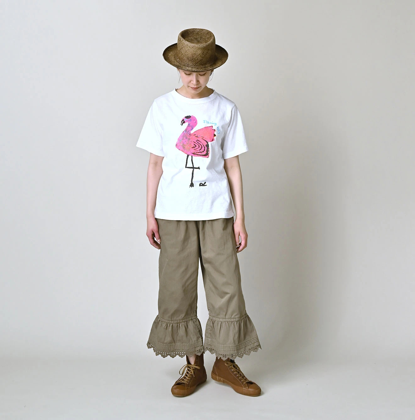 45R(フォーティファイブアール) |ベタッチフラミングウェイくんプリントの908 45星Tシャツ