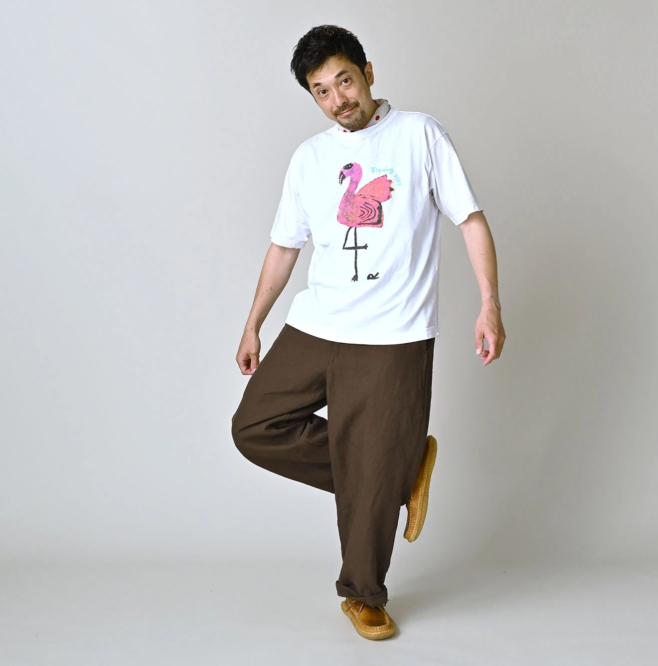 45R(フォーティファイブアール) |ベタッチフラミングウェイくんプリントの908 45星Tシャツ