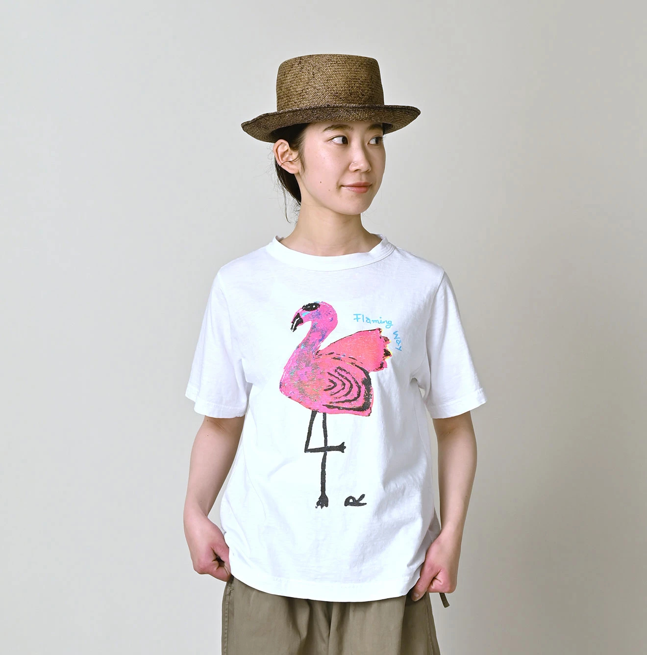 45R(フォーティファイブアール) |ベタッチフラミングウェイくんプリントの908 45星Tシャツ