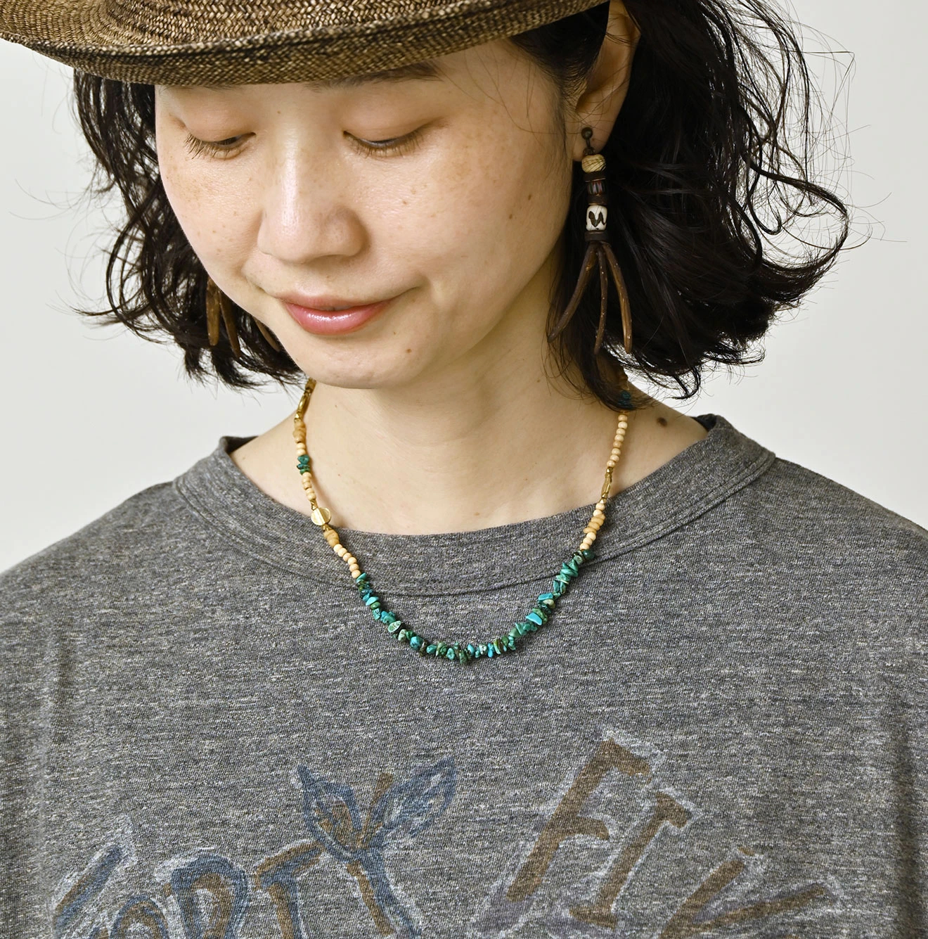 45R(フォーティファイブアール) |天竺ヒッピーフラワーカレッジプリントのMドレス（トップ）