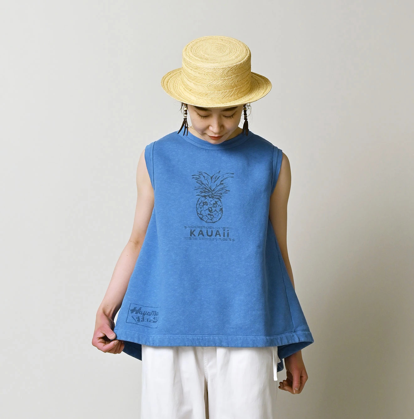 45R(フォーティファイブアール) |葉山ものがたり カウアイちゃんプリント裏毛のノースリーブトップ