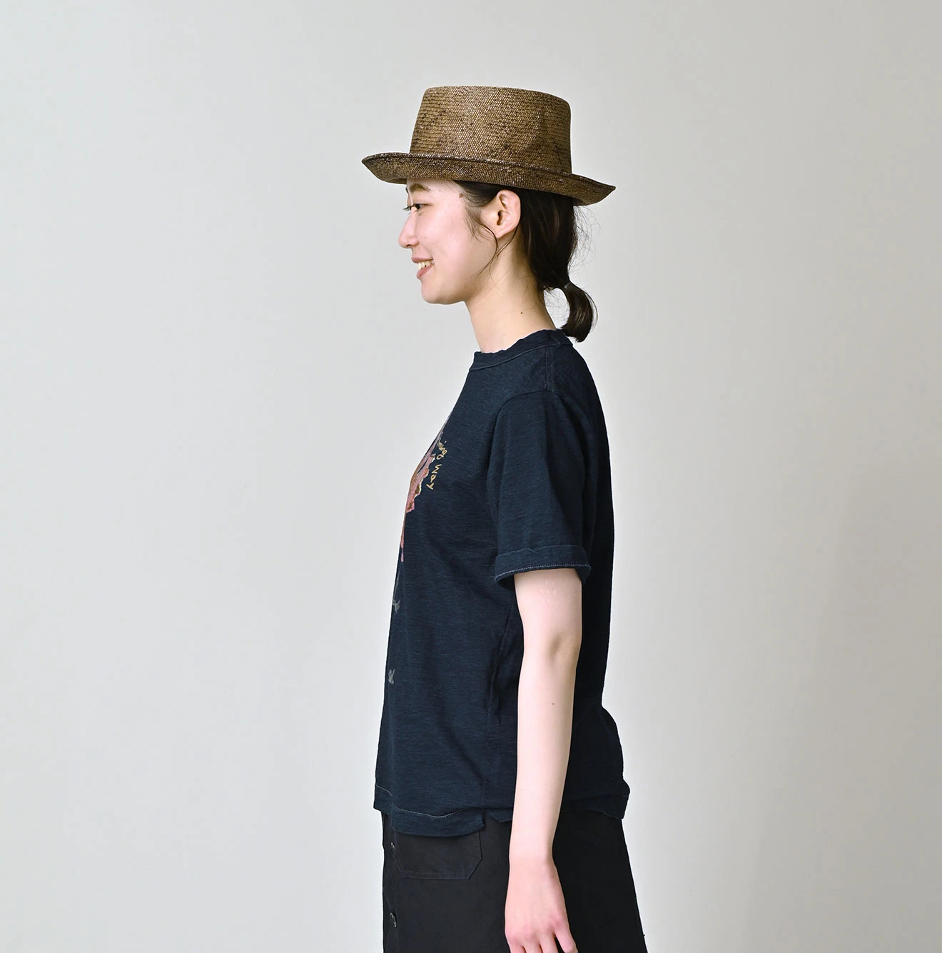 45R(フォーティファイブアール) |ベタッチフラミングウェイくんプリントの908 45星Tシャツ（インディゴ）