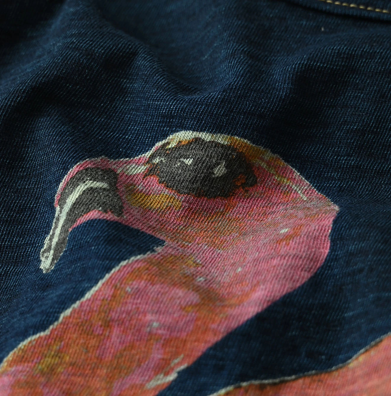 45R(フォーティファイブアール) |ベタッチフラミングウェイくんプリントの908 45星Tシャツ（インディゴ）