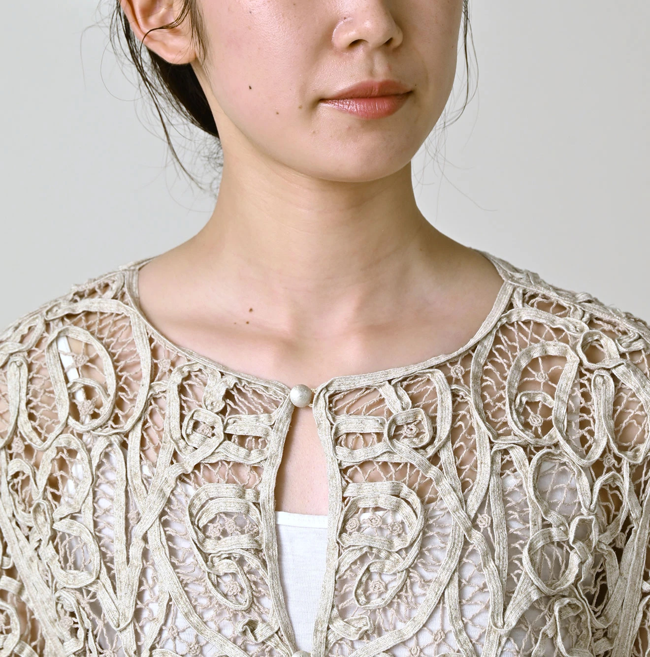 45R(フォーティファイブアール) |リネンリボンバテン刺繍のボレロ