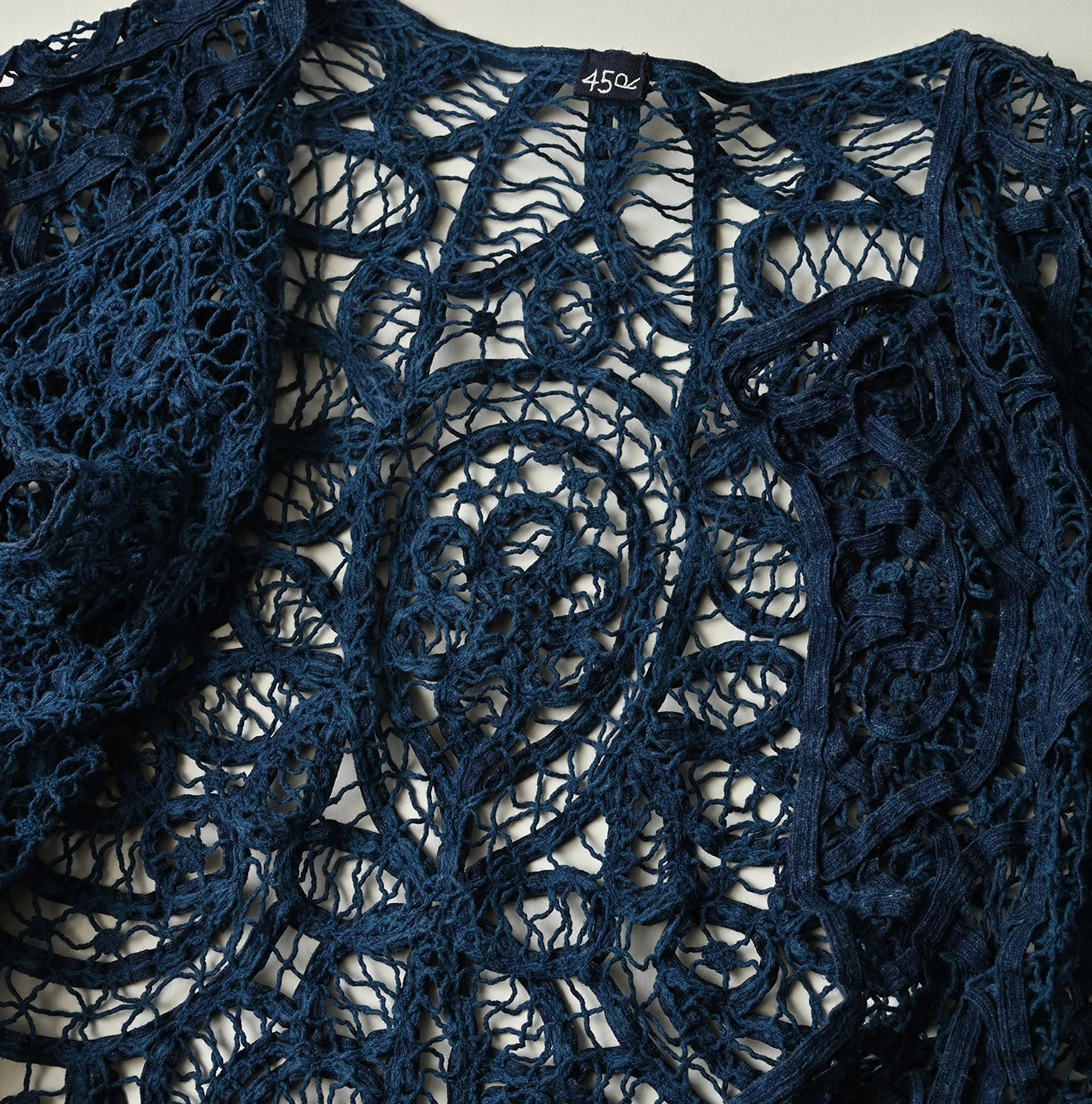 45R(フォーティファイブアール) |リネンリボンバテン刺繍のボレロ（藍）