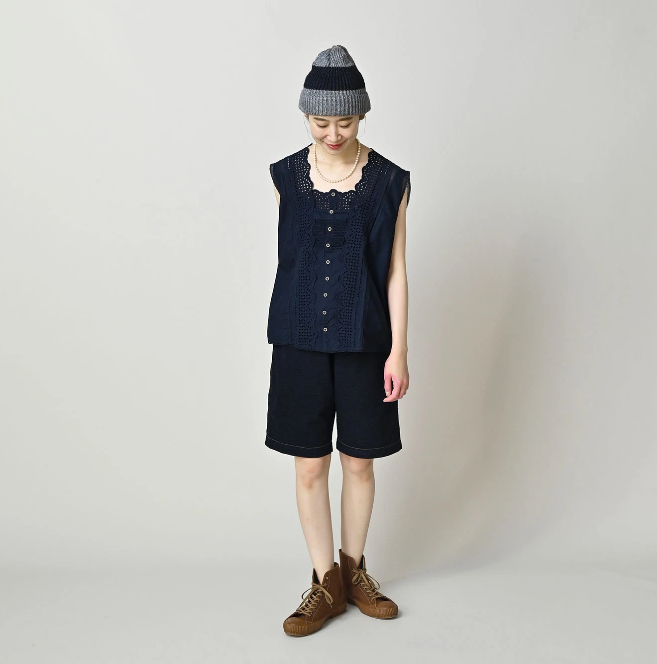 45R(フォーティファイブアール) |でこぼこ天竺の908ショートパンツ（インディゴ）