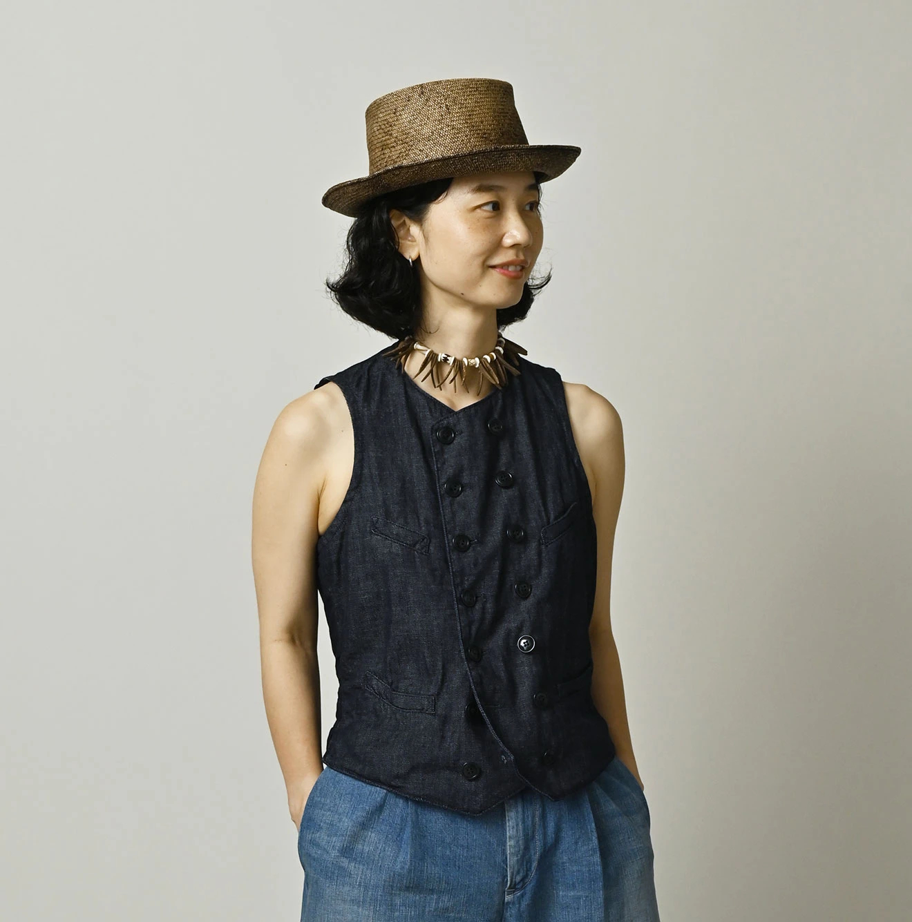 45R（フォーティファイブアール）| 45プチデニムのベスト（濃） Vest