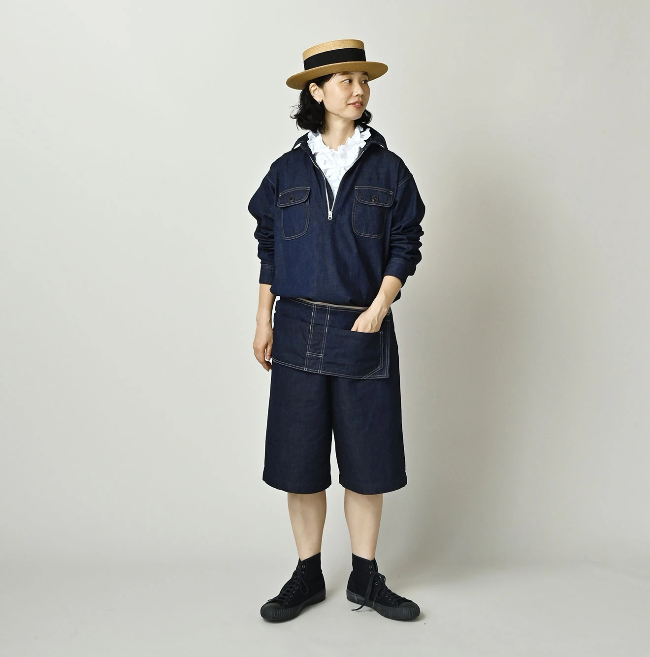 45R（フォーティファイブアール）| 小麦デニムの908山プルシャツ（濃