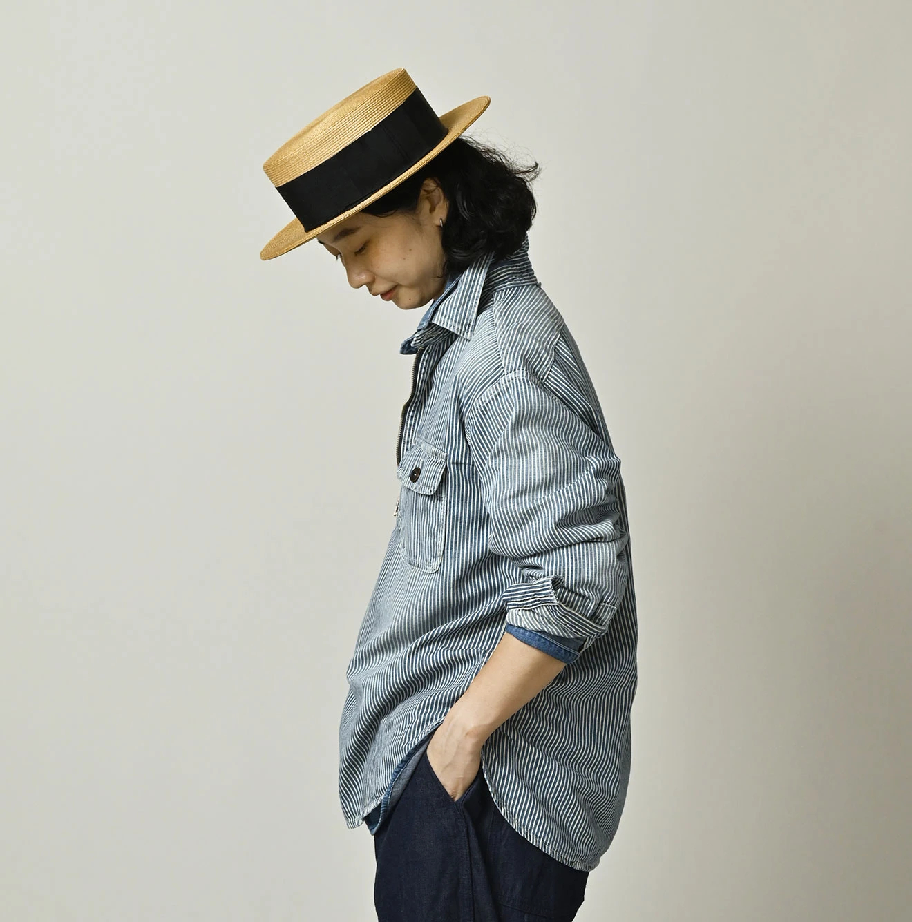 45R(フォーティファイブアール) |小麦デニムの908山プルシャツ（加工）