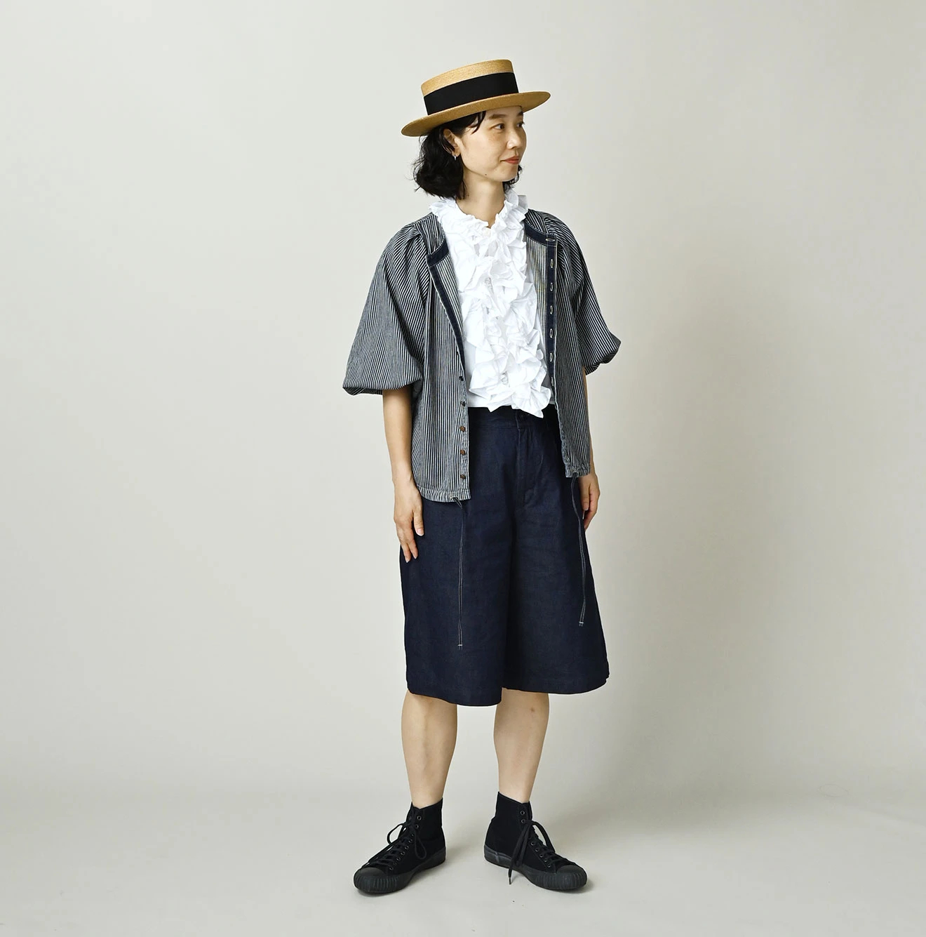 45R(フォーティファイブアール) |麦デニムのルーシーバミューダパンツ（濃）