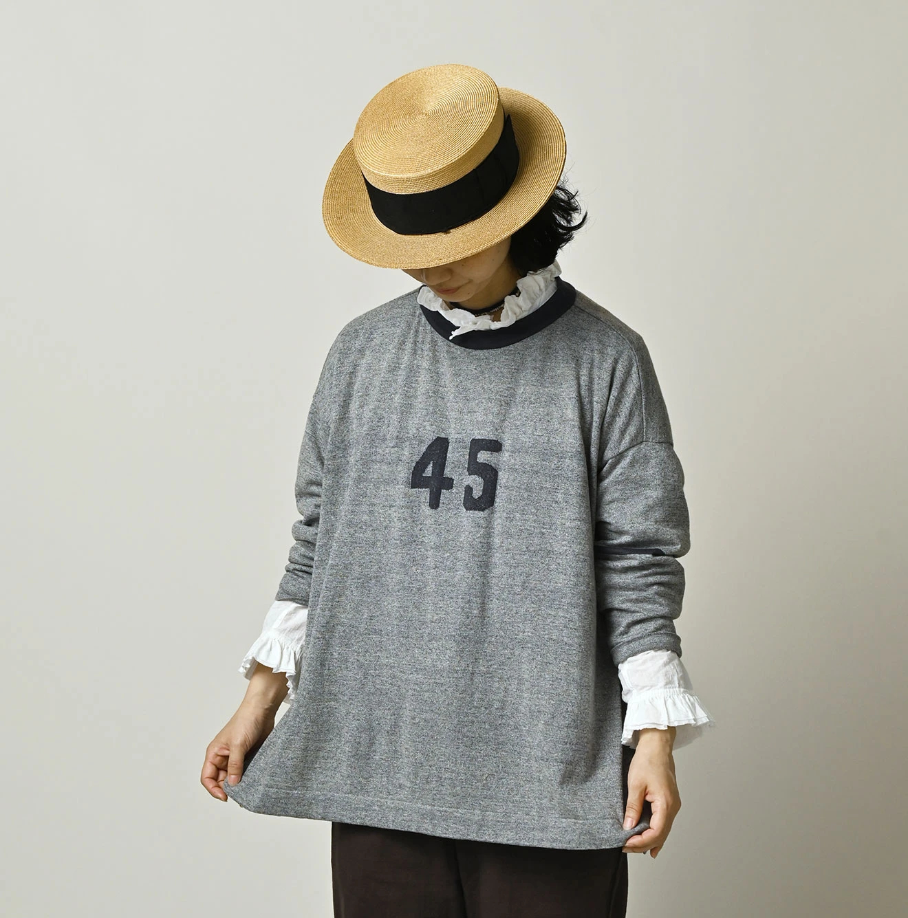 45R(フォーティファイブアール) |45ロゴジャカードニットソーの908ビッグスリット比古