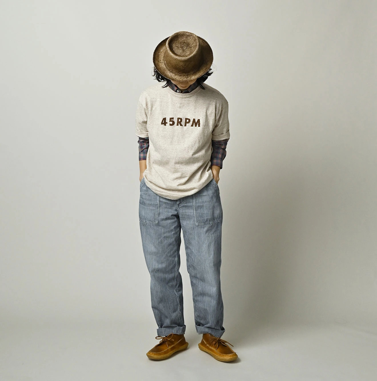 45R(フォーティファイブアール) |45PRMロゴジャカードニットソーの908海比古Tシャツ