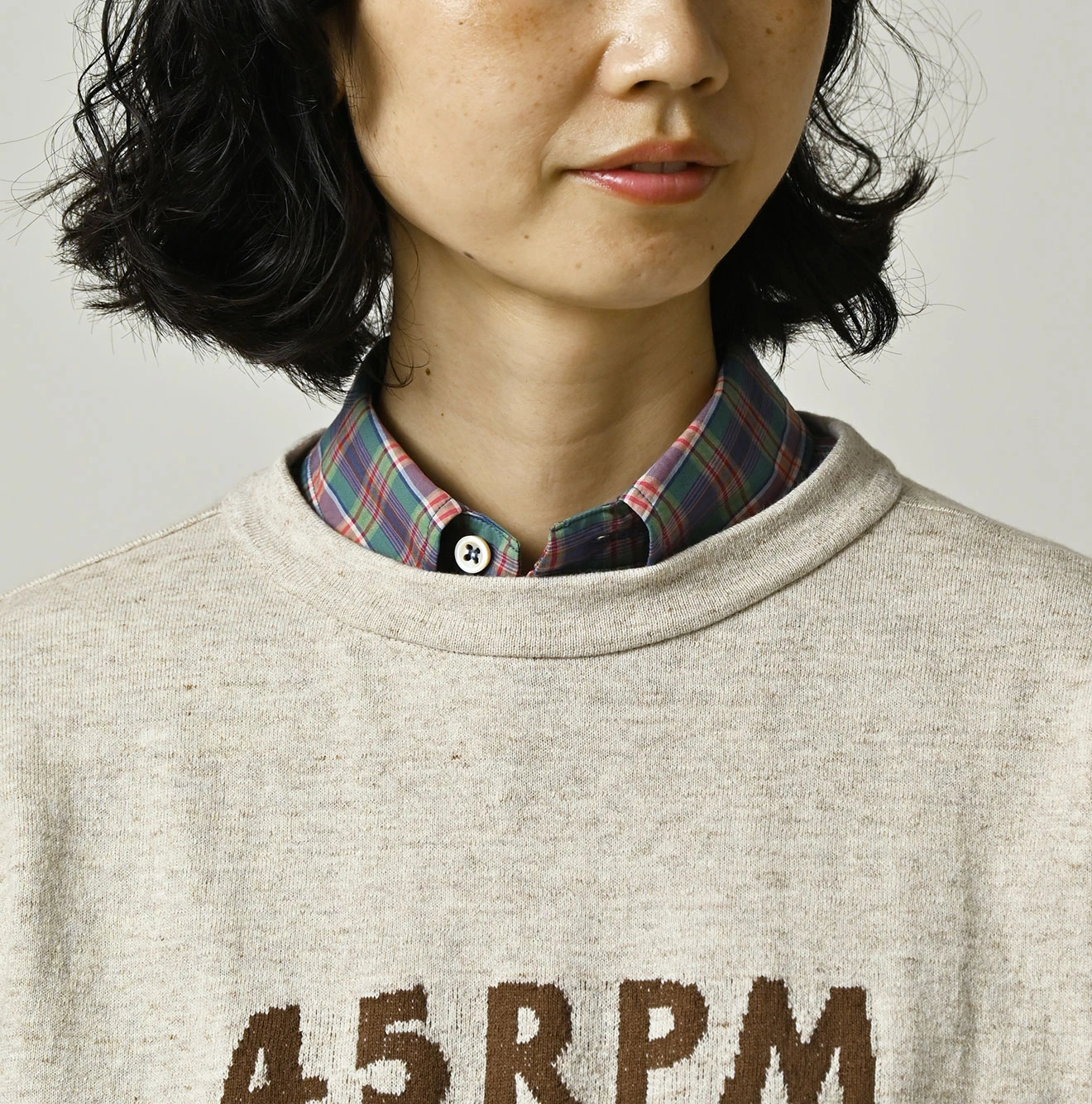 45R(フォーティファイブアール) |45PRMロゴジャカードニットソーの908海比古Tシャツ