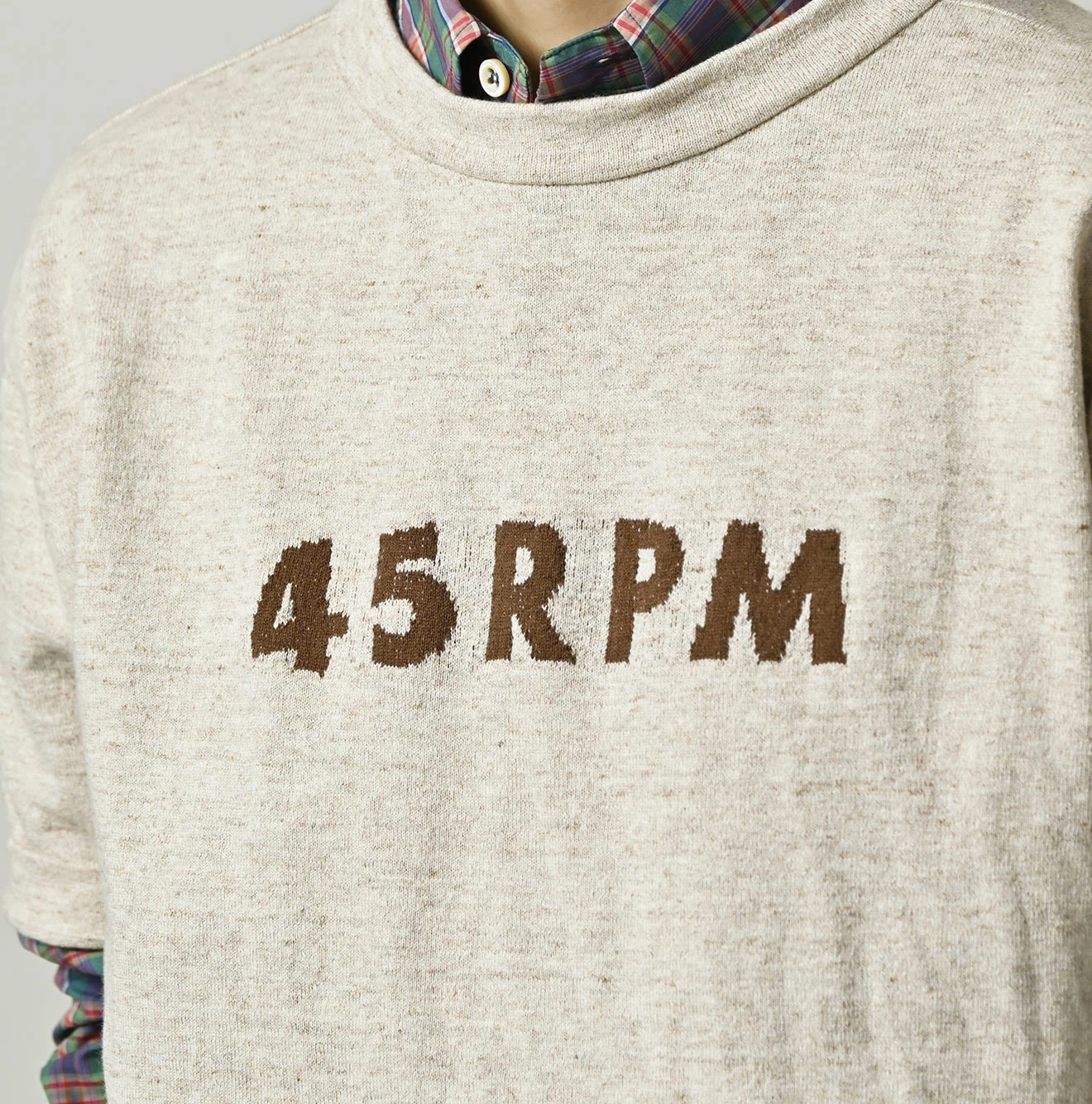 45R(フォーティファイブアール) |45PRMロゴジャカードニットソーの908海比古Tシャツ