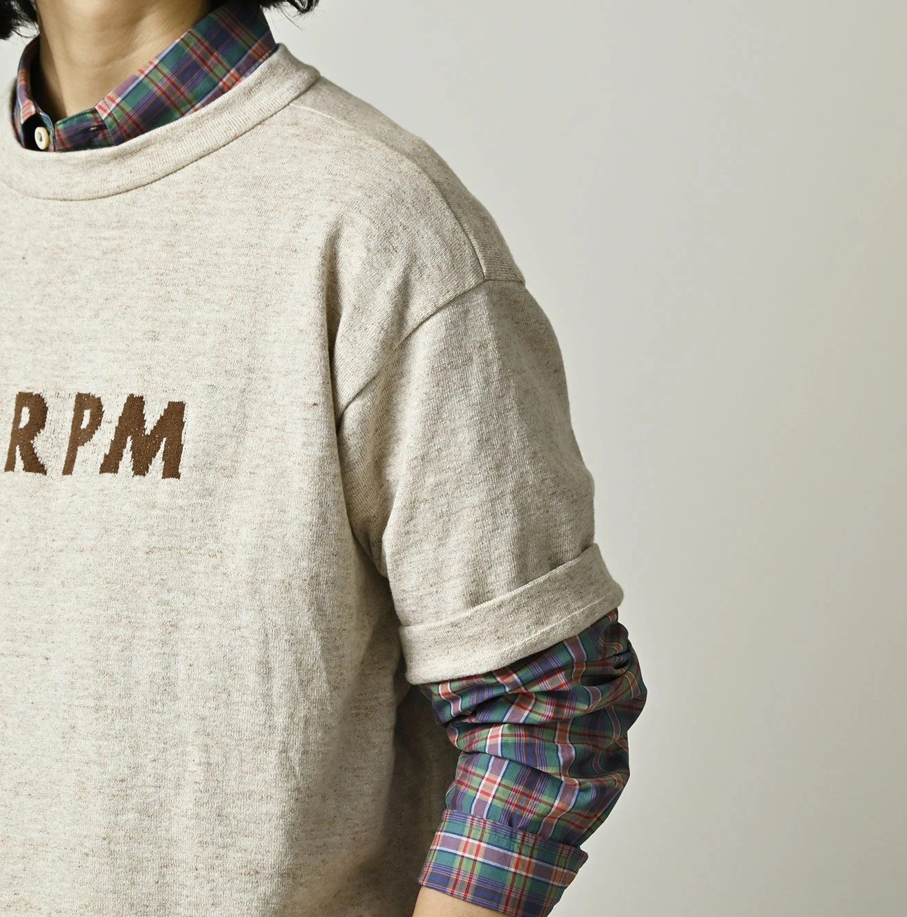 45R(フォーティファイブアール) |45PRMロゴジャカードニットソーの908海比古Tシャツ