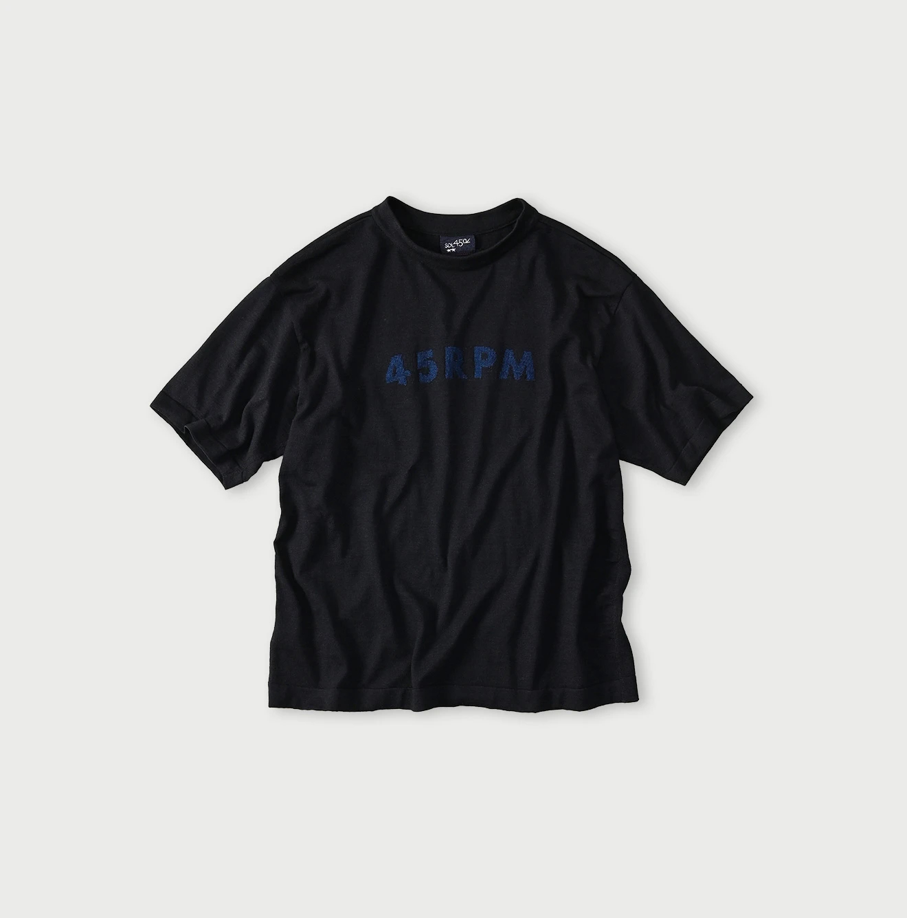 45R(フォーティファイブアール) |45PRMロゴジャカードニットソーの908海比古Tシャツ（インディゴ）