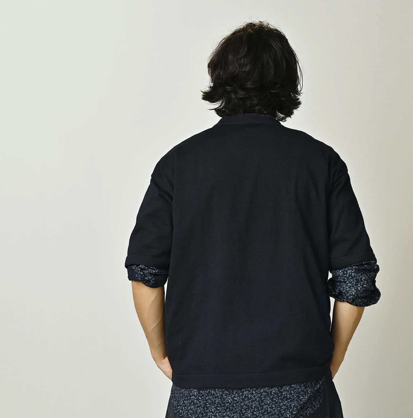 45R(フォーティファイブアール) |45PRMロゴジャカードニットソーの908海比古Tシャツ（インディゴ）