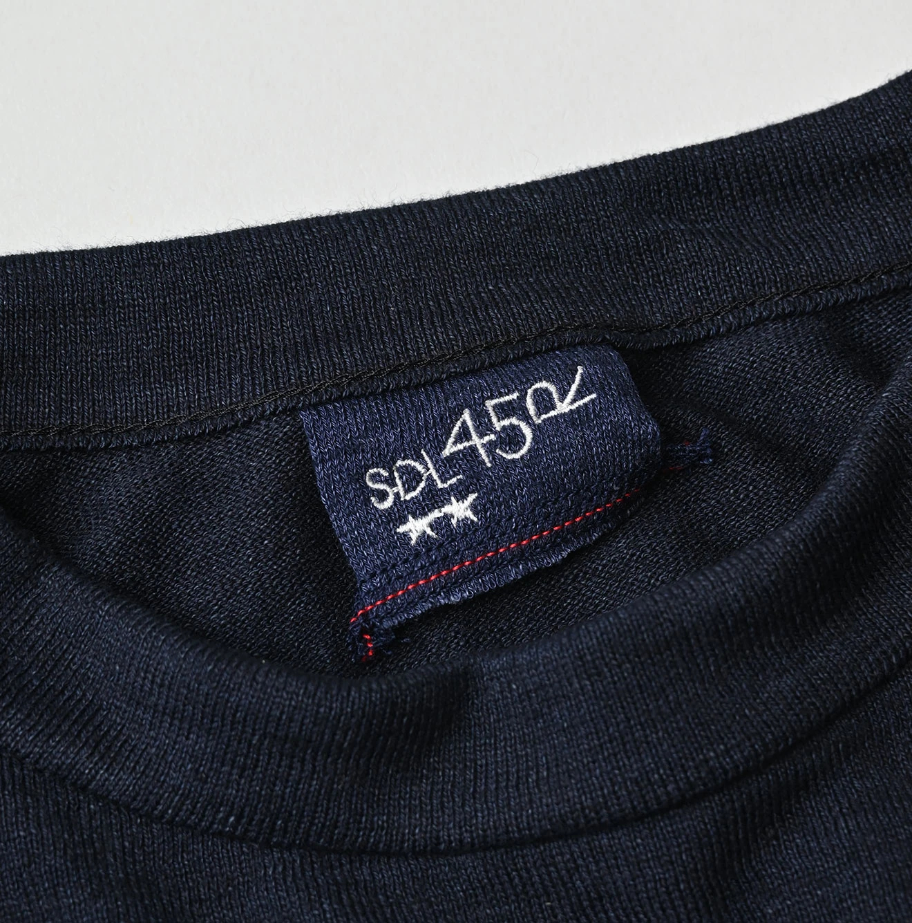45R(フォーティファイブアール) |45PRMロゴジャカードニットソーの908海比古Tシャツ（インディゴ）