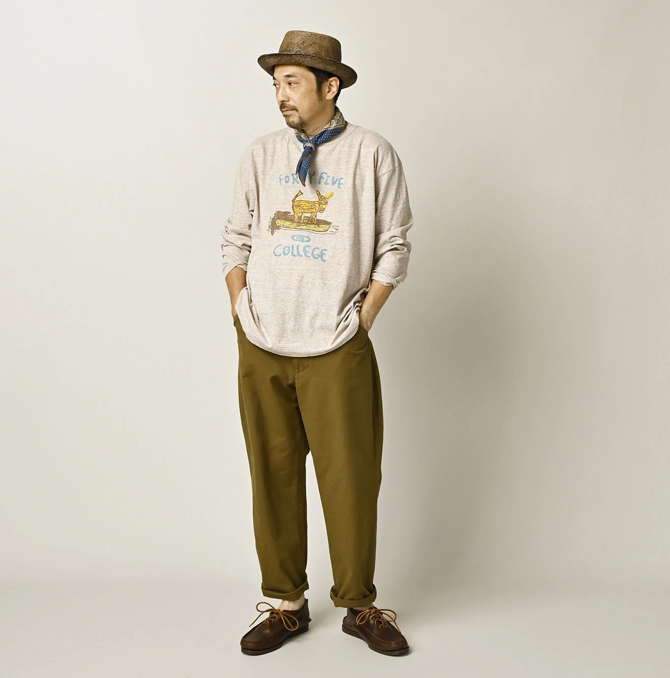 45R(フォーティファイブアール) |ドンキーカレッジプリントの908長袖Tシャツ（トップ）