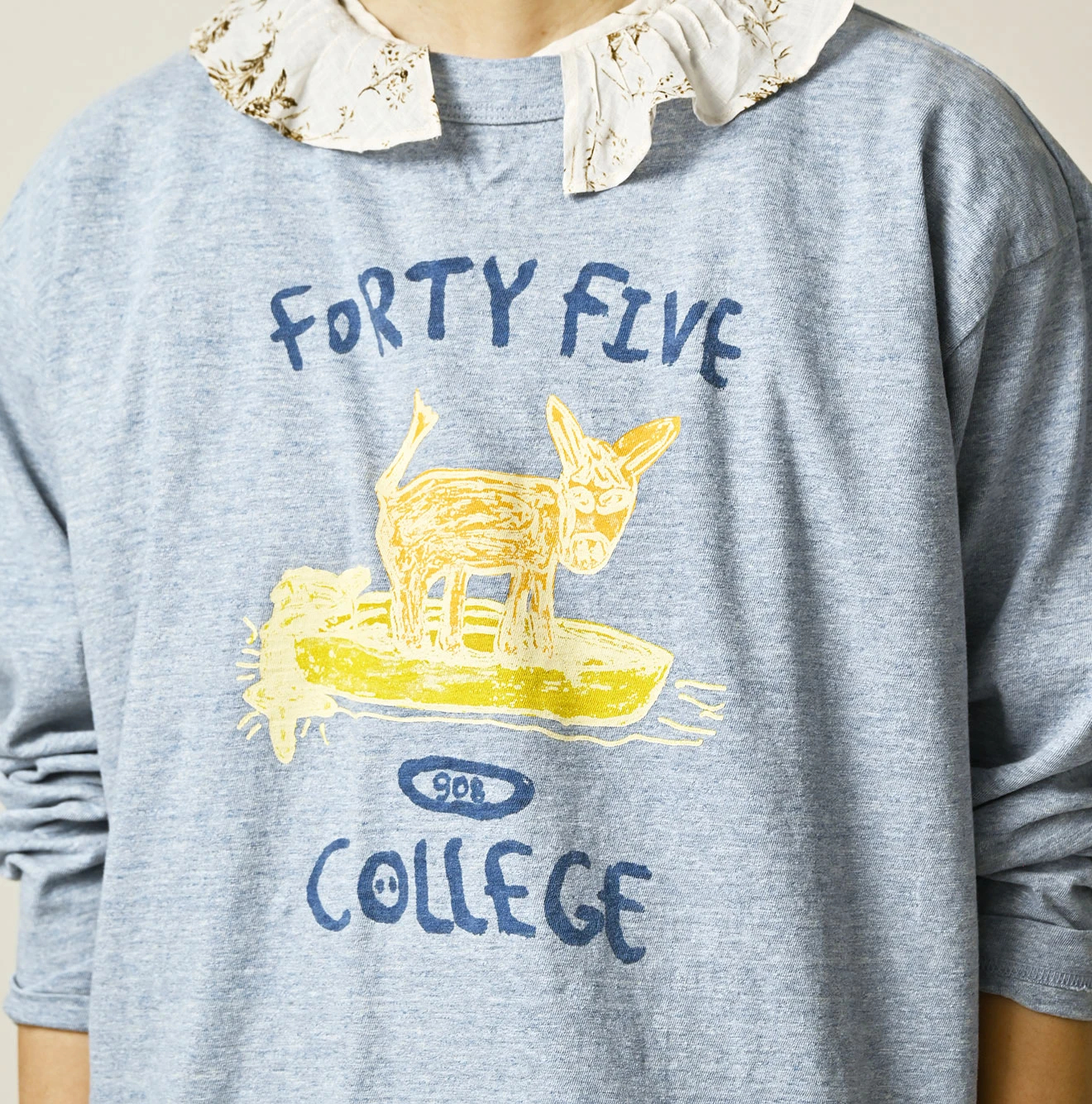 45R(フォーティファイブアール) |ドンキーカレッジプリントの908長袖Tシャツ（トップ）