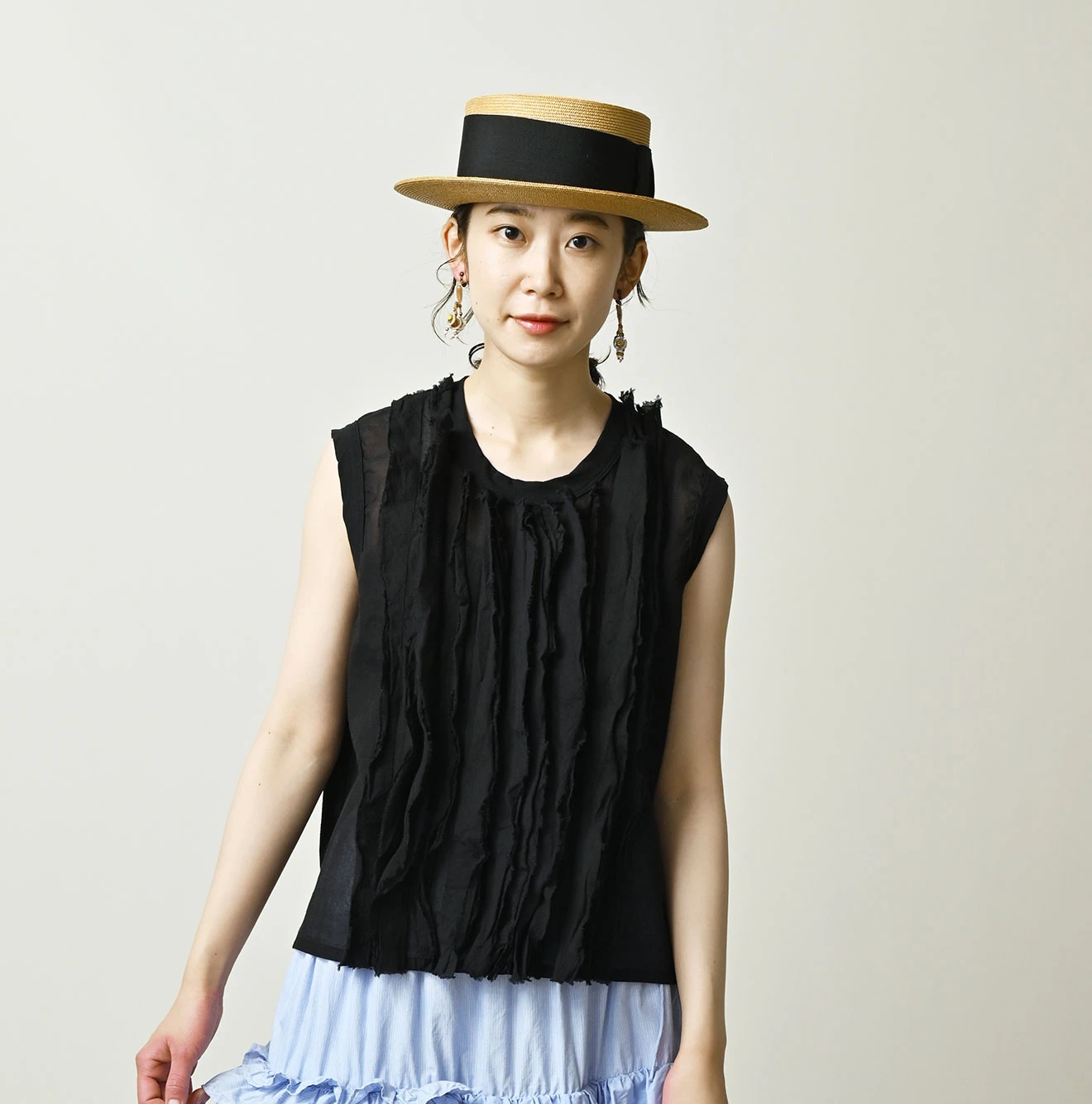 45Rフェザーカディシルクのフリルde Tシャツ 45R（フォーティファイブアール）| 天竺×フェザーカディシルクのフリル