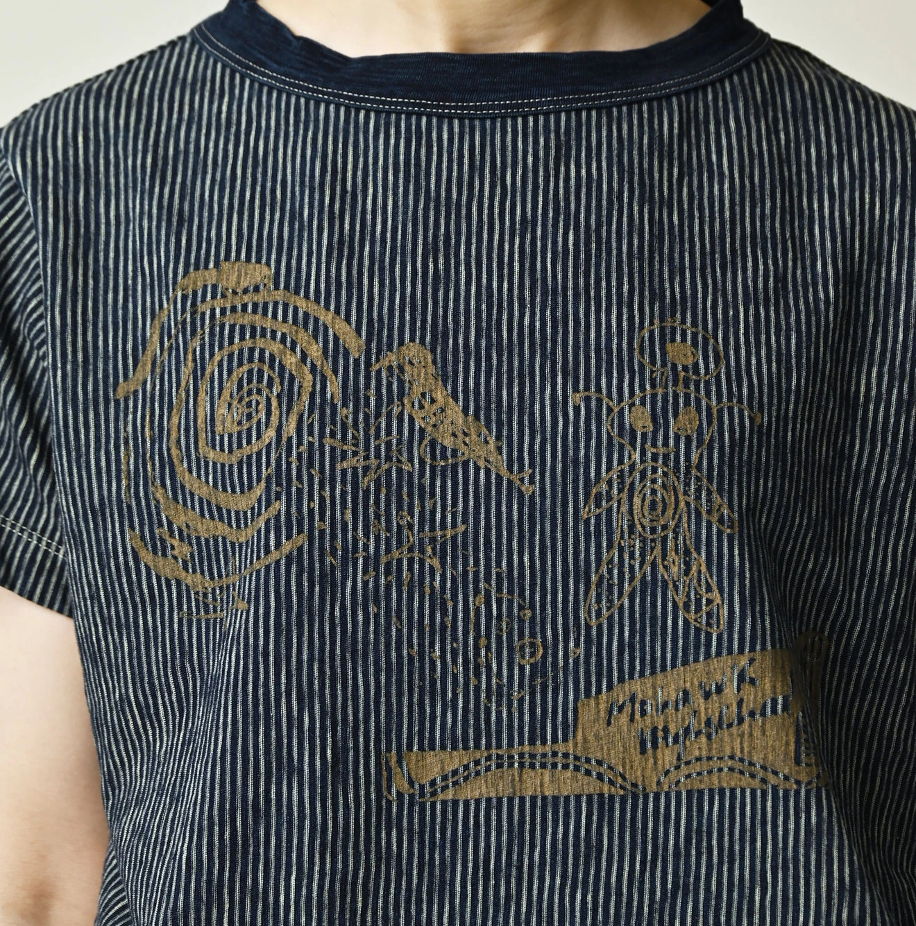 美品　45R ヒッコリー天竺の落書きチビTシャツ（インディゴ） 45R（フォーティファイブアール）| ヒッコリー天竺の落書きチビTシャツ