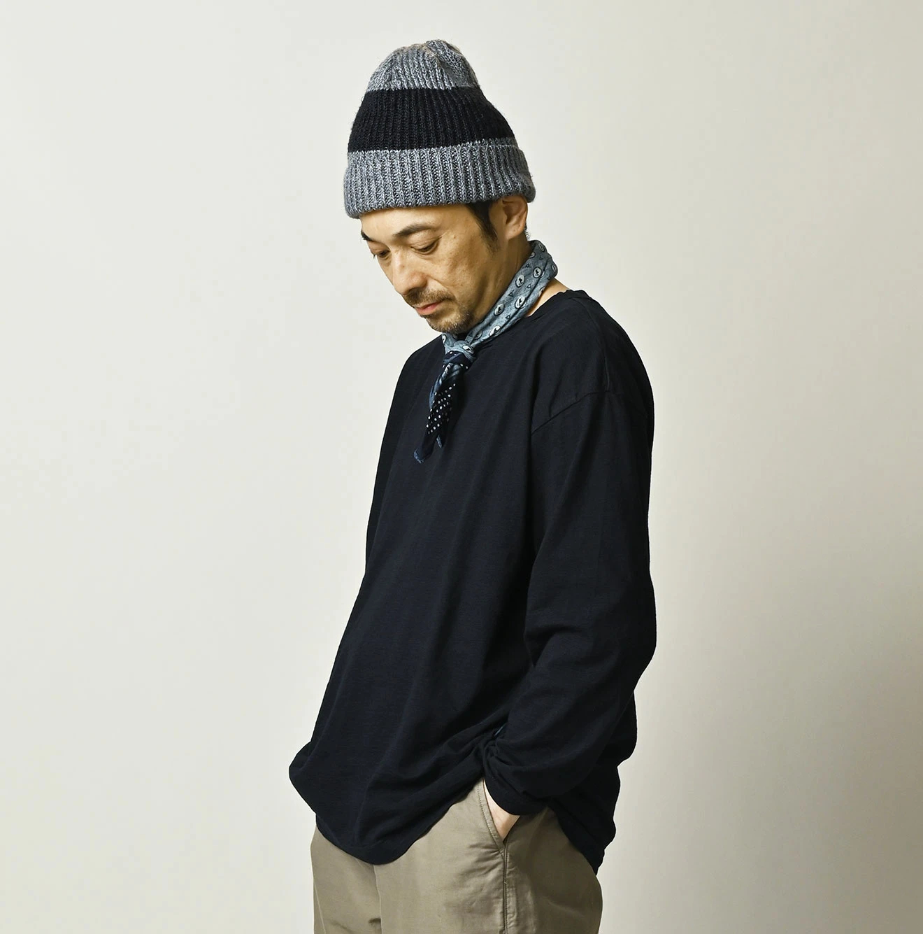 45R(フォーティファイブアール) |天竺の908長袖海比古Tシャツ（インディゴ）