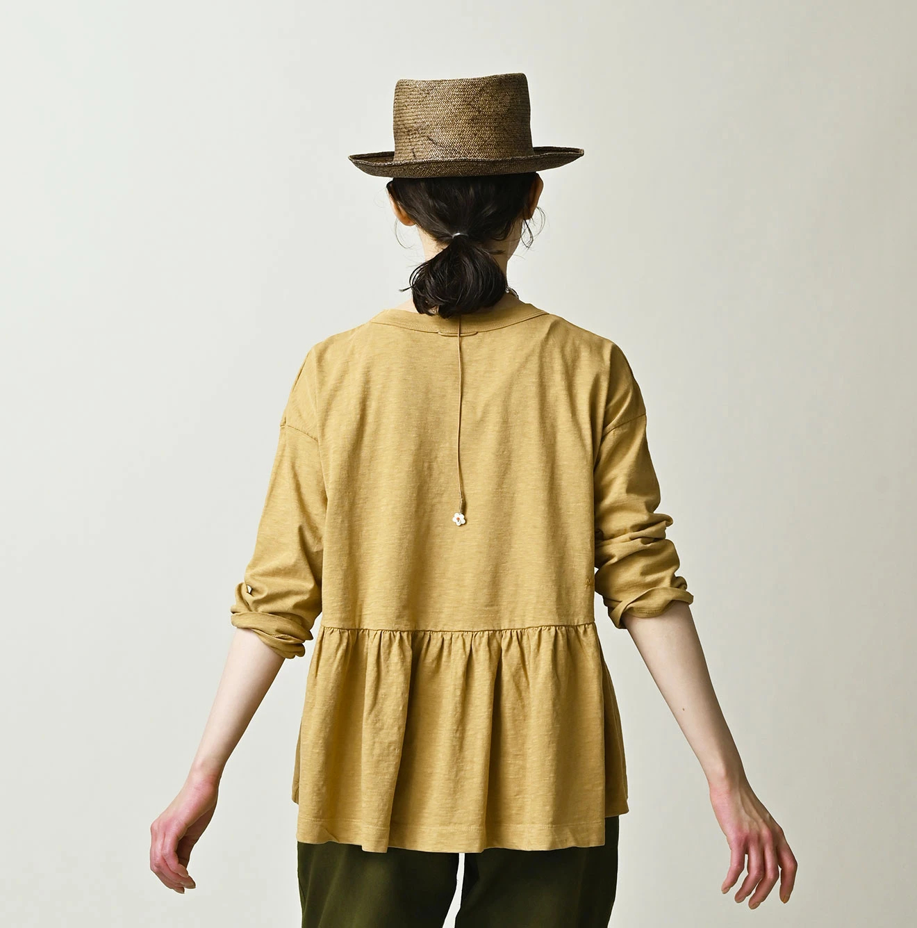 45R(フォーティファイブアール) |天竺のギャザーM比女Tシャツ