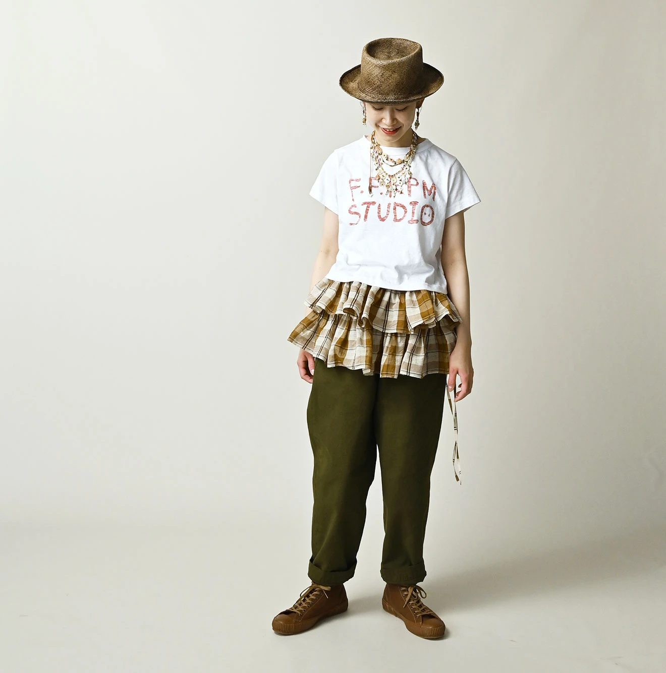 45R(フォーティファイブアール) |ドンキーくん刺繍のチビ比女ロゴTシャツ