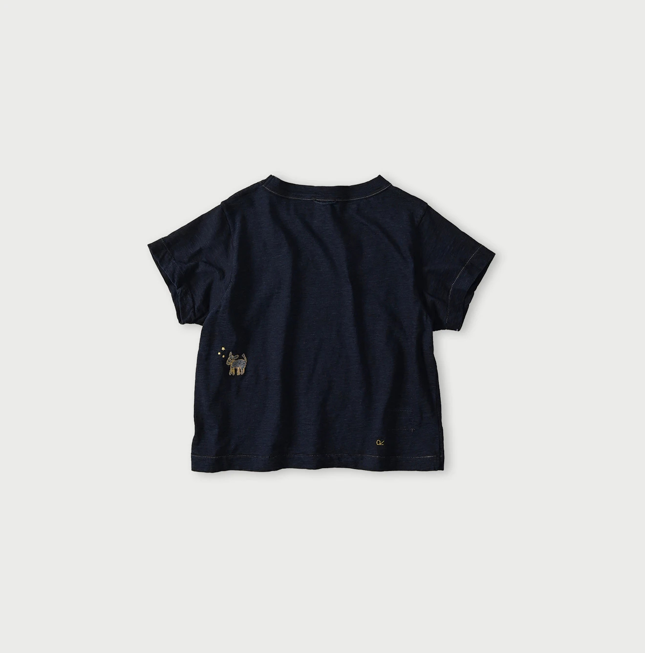 45R(フォーティファイブアール) |ドンキーくん刺繍のチビ比女ロゴTシャツ（インディゴ）