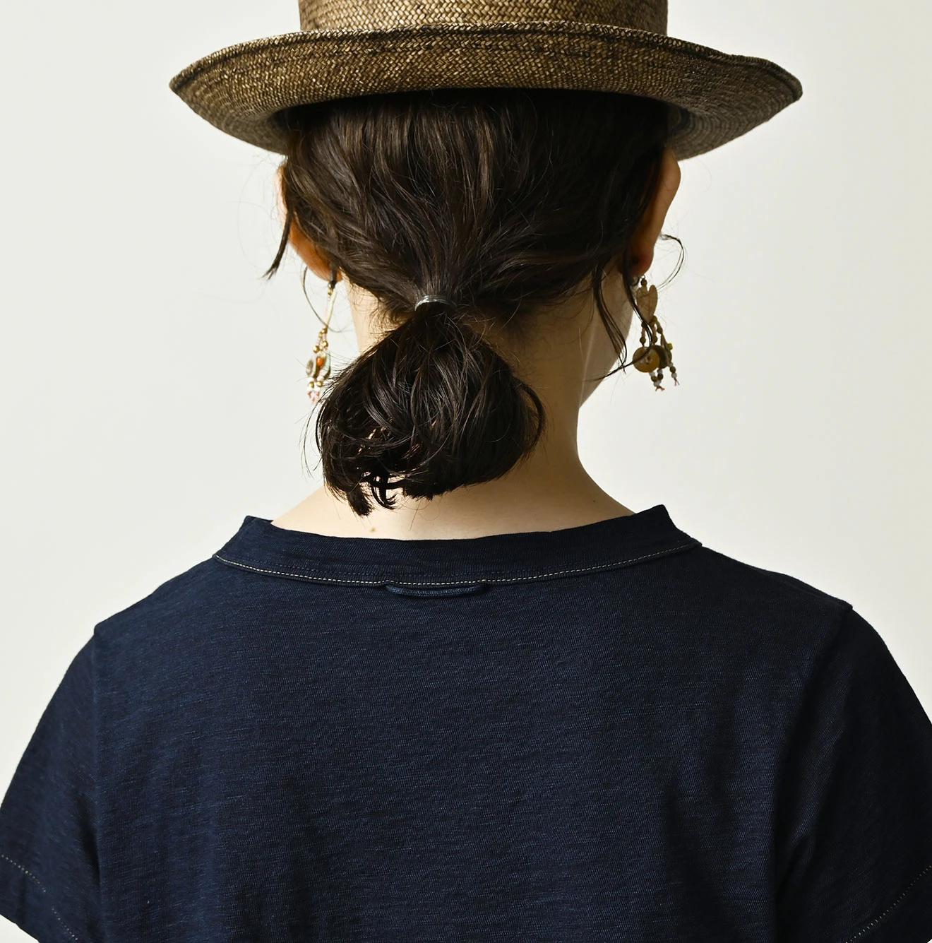 45R(フォーティファイブアール) |ドンキーくん刺繍のチビ比女ロゴTシャツ（インディゴ）