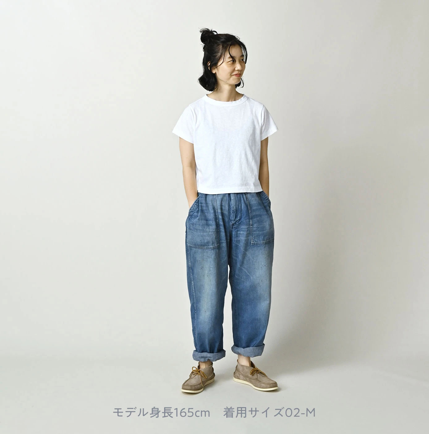 45R(フォーティファイブアール) |ドンキーくん刺繍のチビ比女ロゴTシャツ（インディゴ）