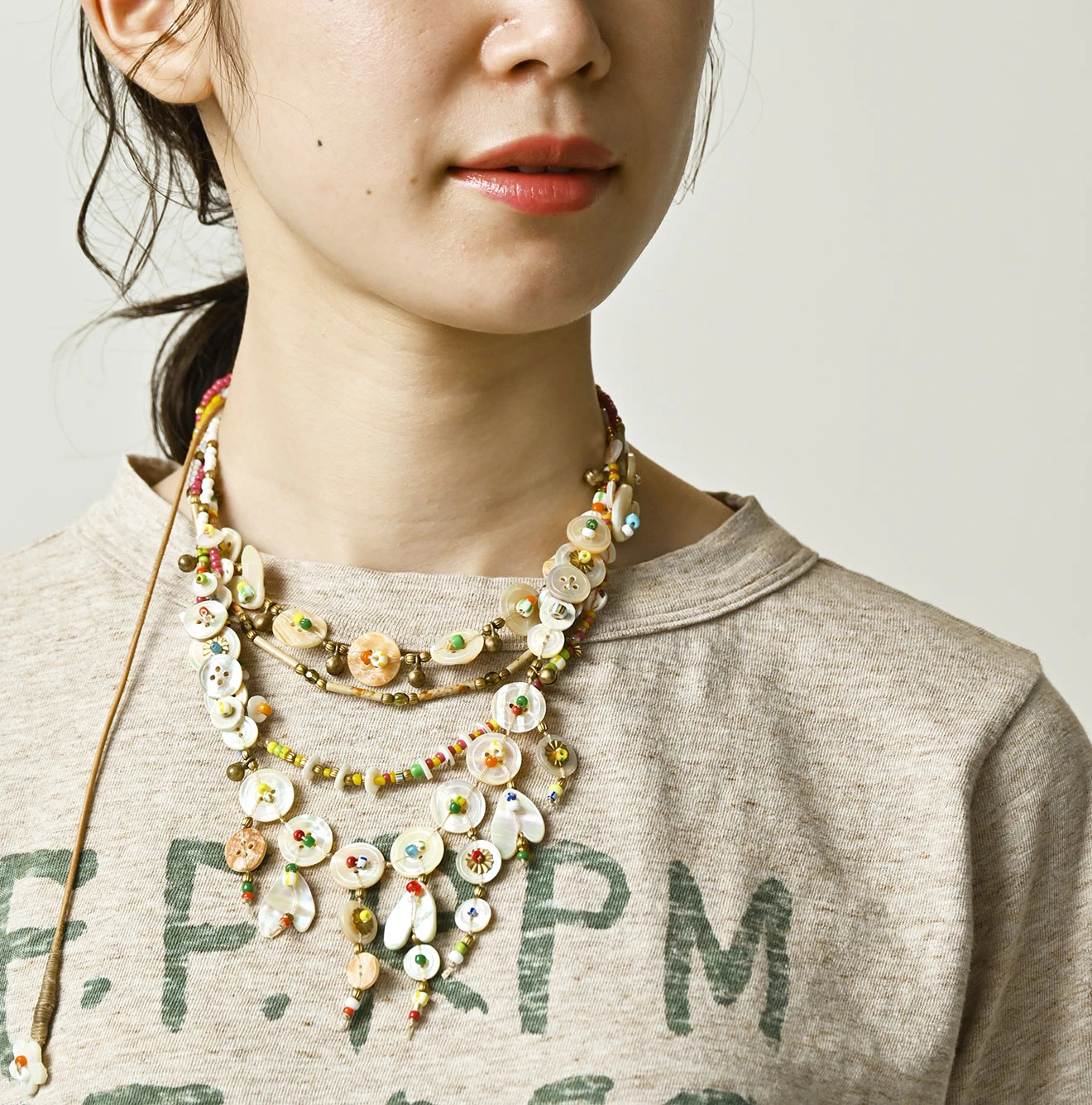 45R(フォーティファイブアール) |ドンキーくん刺繍のチビ比女ロゴTシャツ（トップ）