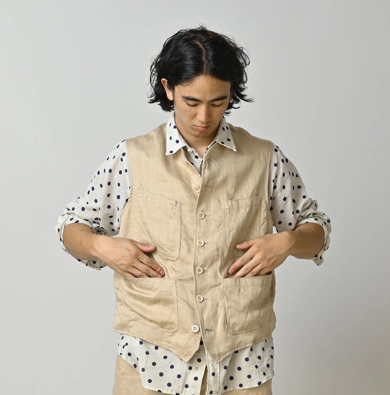 45R（フォーティファイブアール）| リネンサテンの908ベスト Vest