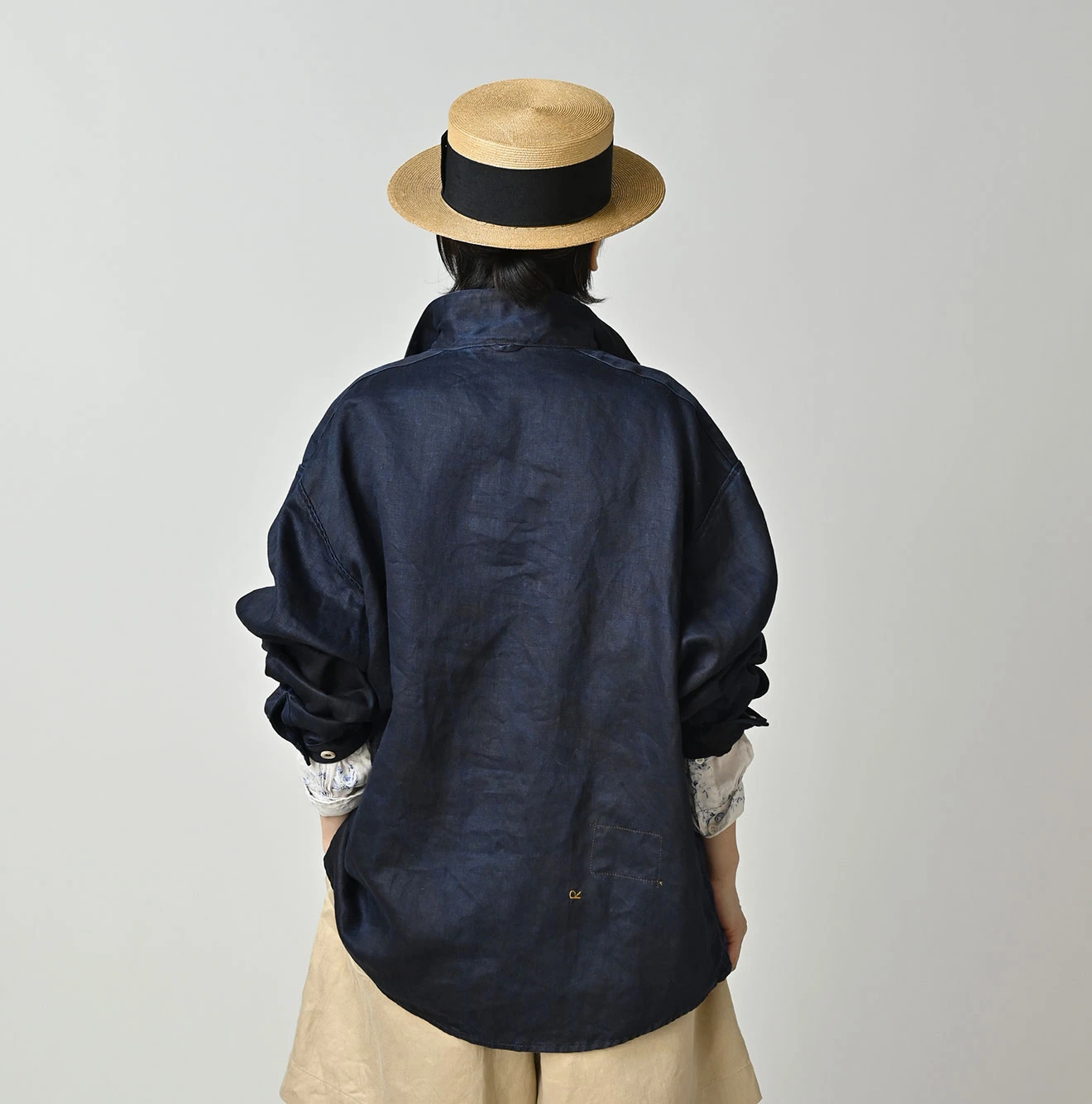 45R(フォーティファイブアール) |リネンサテンの908ダッファーシャツ（インディゴ）