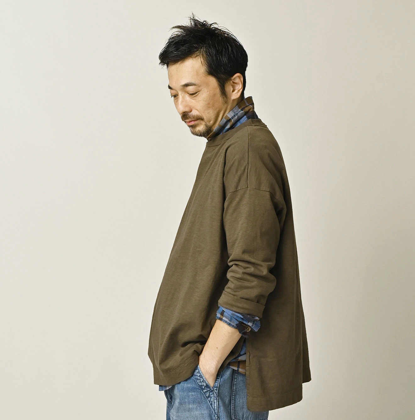 45R(フォーティファイブアール) |天竺の908ビッグスリット比古Tシャツ